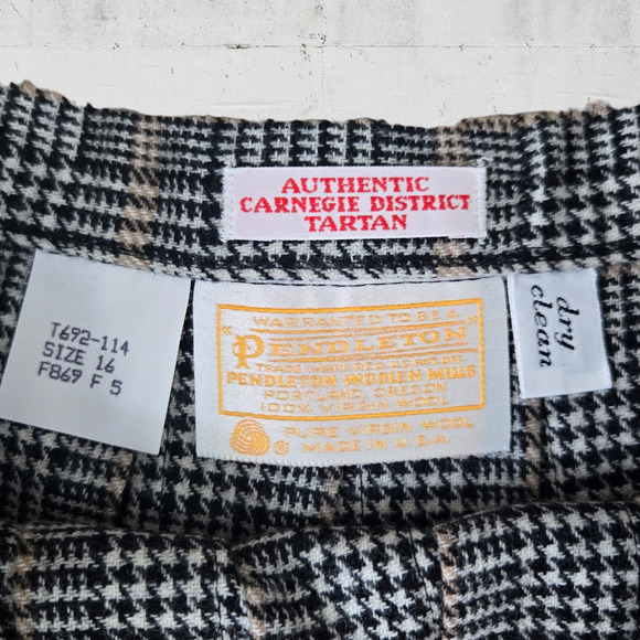 70s Vintage Pendleton Gray Plaid Authentic Carnegie Deadstock Midi Skirt Size 16 - Picture 5 of 8